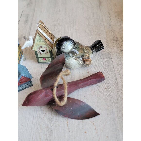 Birdhouse variety bell cardinal bird ornament Xmas set - Picture 3 of 5